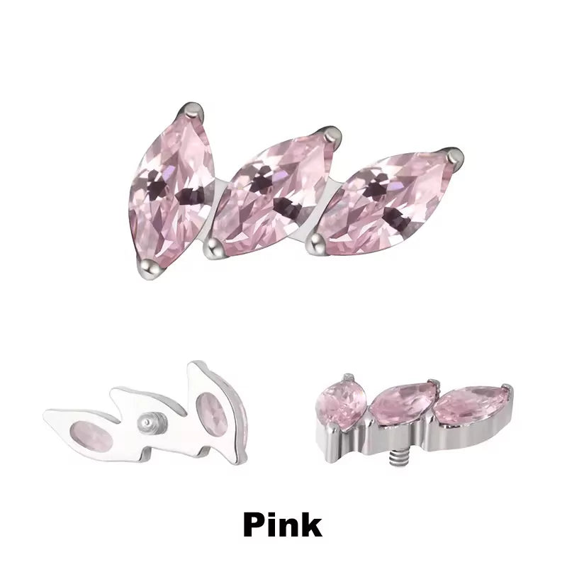 Titanium ring tips with 3 prongs and a curved fan design for detailed jewelry making or crafting projects.