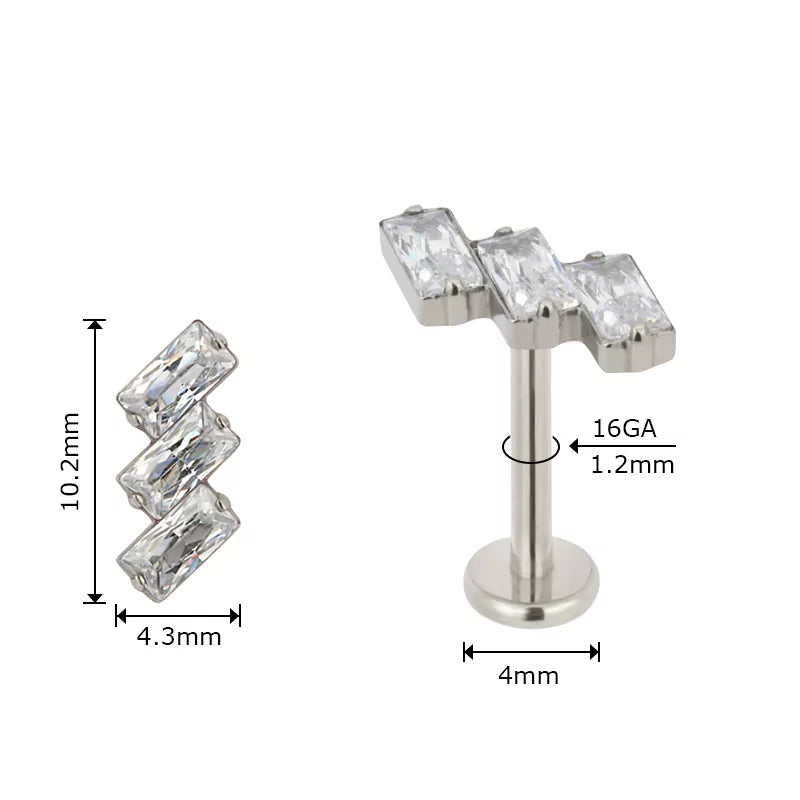 Titanium Ring Tips 3 Rectangle Bezel - BVShop