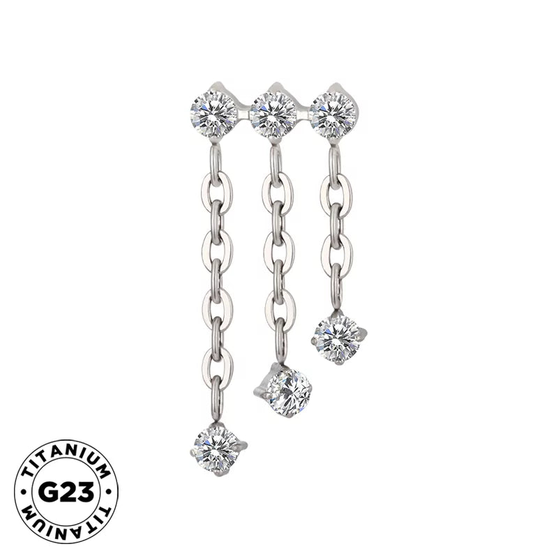 Titanium triple ring chain dongle by BVShop featuring interconnected circular rings for a stylish jewelry accessory.