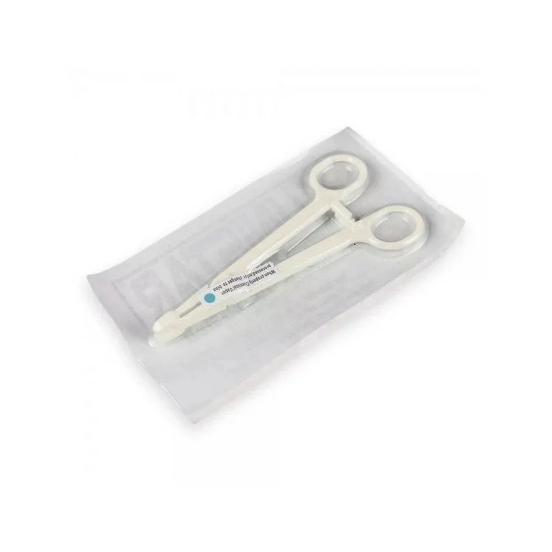 Unistar disposable plastic forceps with slim, textured tips for precise handling in medical or laboratory settings.