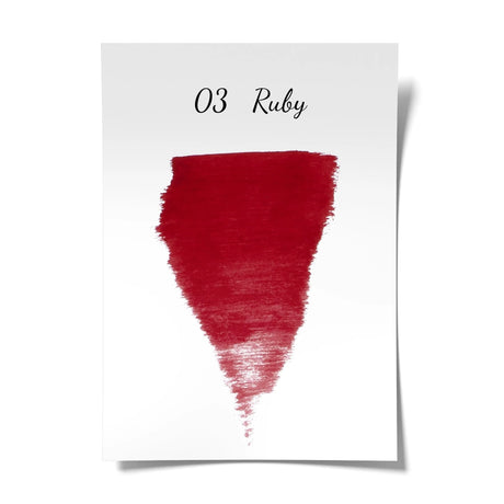 The Pigment 03 Ruby pigment bottle showing vibrant red color in a 15ml container, used for arts and crafts projects.