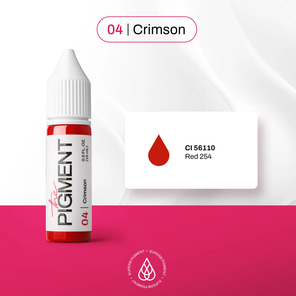 Bright red Crimson pigment in a 15ml container from The Pigment, suitable for artistic or craft projects.