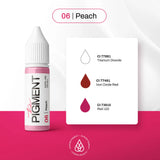 Vibrant 15ml peach pigment bottle from The Pigment, showcasing the bright orange-colored liquid inside a clear container.