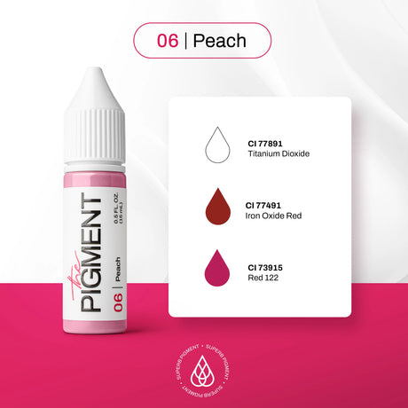 Vibrant 15ml peach pigment bottle from The Pigment, showcasing the bright orange-colored liquid inside a clear container.