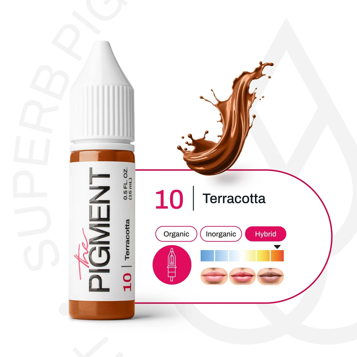 The Pigment 10 Terracotta Pigment in a 15ml container showing rich terracotta-colored pigment for artistic use.