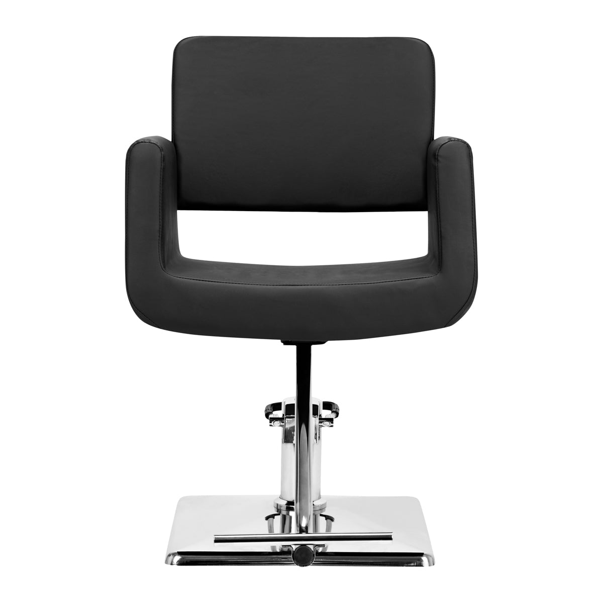 Black Gabbiano Helsinki hairdressing chair with cushioned seat and adjustable height for salon professional use.