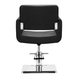 Black Gabbiano Helsinki hairdressing salon chair with padded seat and backrest, adjustable height, and modern design.