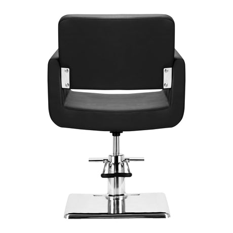 Black Gabbiano Helsinki hairdressing salon chair with padded seat and backrest, adjustable height, and modern design.