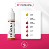 The Pigment 10 Terracotta Pigment in a 15ml jar, showing warm terracotta-colored pigment with a smooth, textured surface.