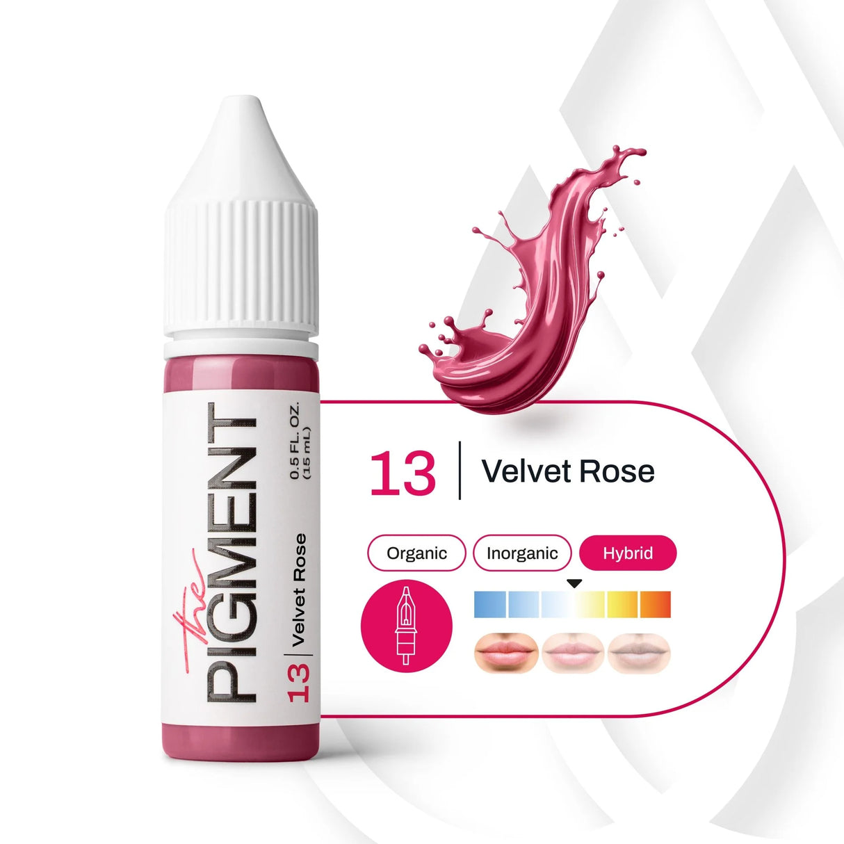 The Pigment 13 Velvet Rose pigment in a 15ml jar, showcasing deep rose-colored powder with a smooth, velvety texture.
