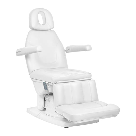 White Kate electric podiatry chair with 4 actuators, designed for beauty salon procedures, featuring adjustable positioning.