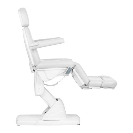 White Kate electric podiatry chair with four actuators, designed for beauty salon foot treatments and podiatry procedures.