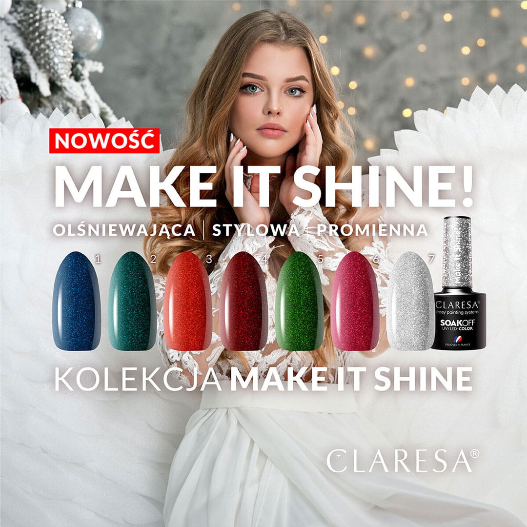 CLARESA Hybrid Nail Polish Make It Shine! 2.5g bottle with shiny, smooth finish on a white background.