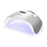 GLOW UV LED Glow F2 SP 220W lamp emitting purple UV light, designed for curing and nail art applications.