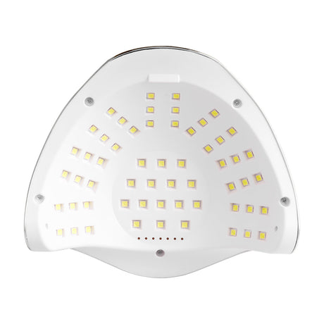 GLOW UV LED Glow F2 SP 220W lamp emitting purple ultraviolet light, designed for curing or gel nail applications.
