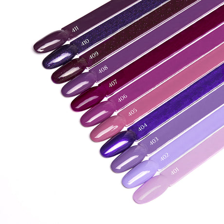 OCHO NAILS Hybrid nail polish in violet 407, 5g bottle showing vibrant purple color and sleek packaging.