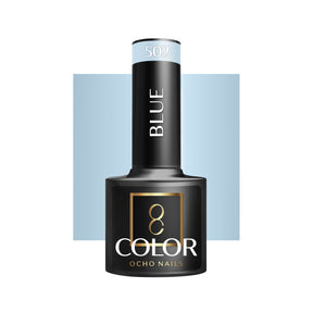 OCHO NAILS Hybrid nail polish in blue 502, 5g bottle, with a smooth, glossy finish and vibrant blue color.
