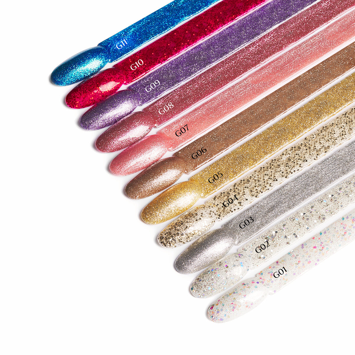 OCHO NAILS Hybrid nail polish glitter G03 in a 5g bottle with purple and silver sparkles on a white background.