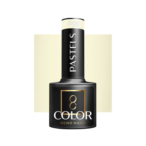 OCHO NAILS Hybrid nail polish in pastel shade P01, 5g bottle with a smooth, glossy finish and pastel color.