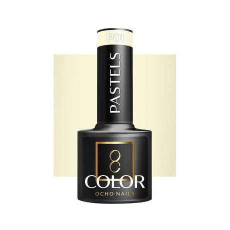 OCHO NAILS Hybrid nail polish in pastel shade P01, 5g bottle with a smooth, glossy finish and pastel color.