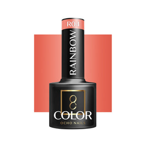 OCHO NAILS Hybrid nail polish rainbow R04 in 5g bottle with colorful rainbow design on the label