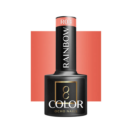 OCHO NAILS Hybrid nail polish rainbow R04 in 5g bottle with colorful rainbow design on the label