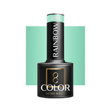 OCHO NAILS Hybrid Nail Polish Rainbow R10, 5g, showcasing a vibrant rainbow-colored nail polish bottle with colorful cap.