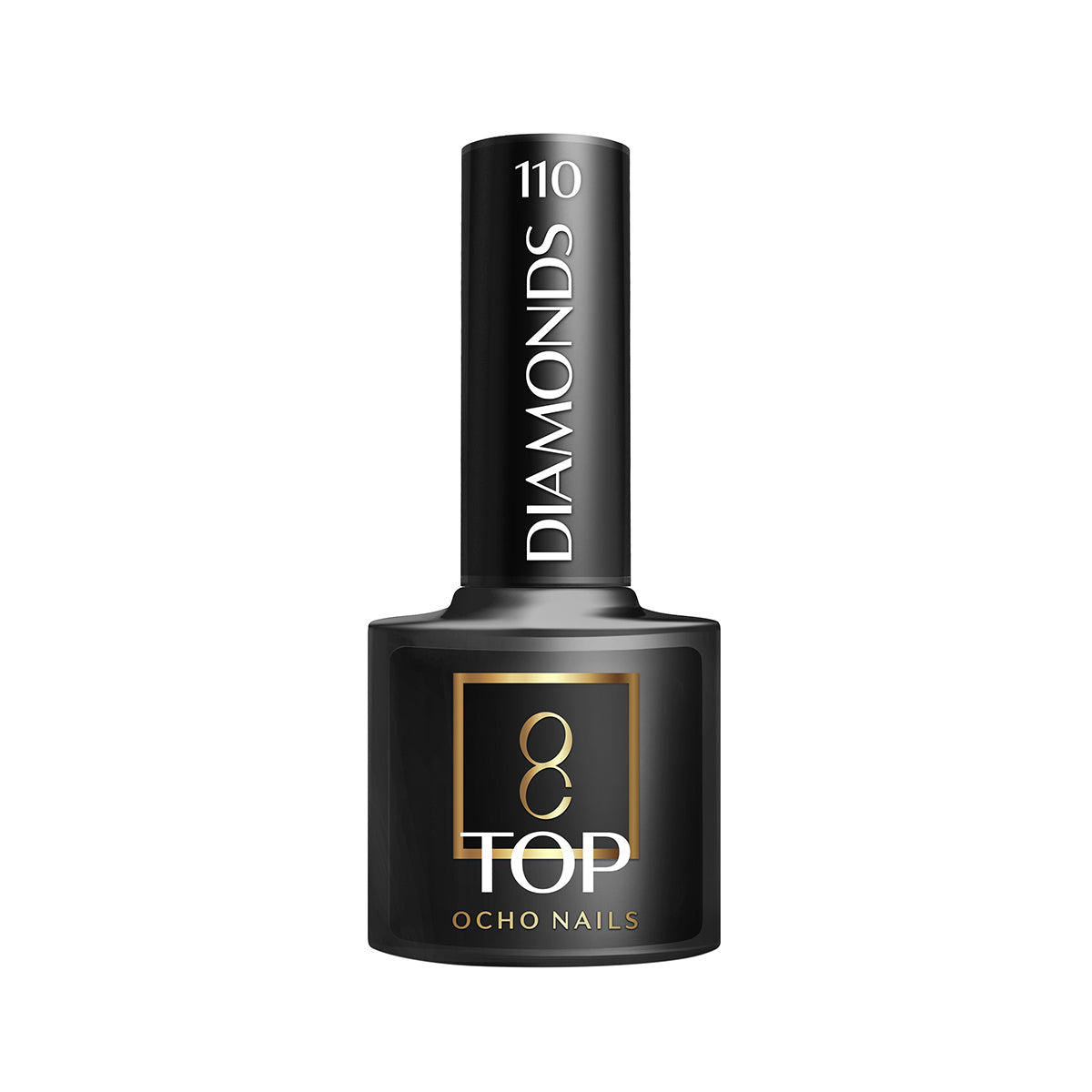 OCHO NAILS Diamonds top no wipe gel polish in 5g bottle, clear with sparkling diamond effect for nail art and finishing.