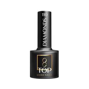 OCHO NAILS Diamonds top no wipe gel polish in 5g bottle, clear with sparkling diamond effect for nail art and finishing.