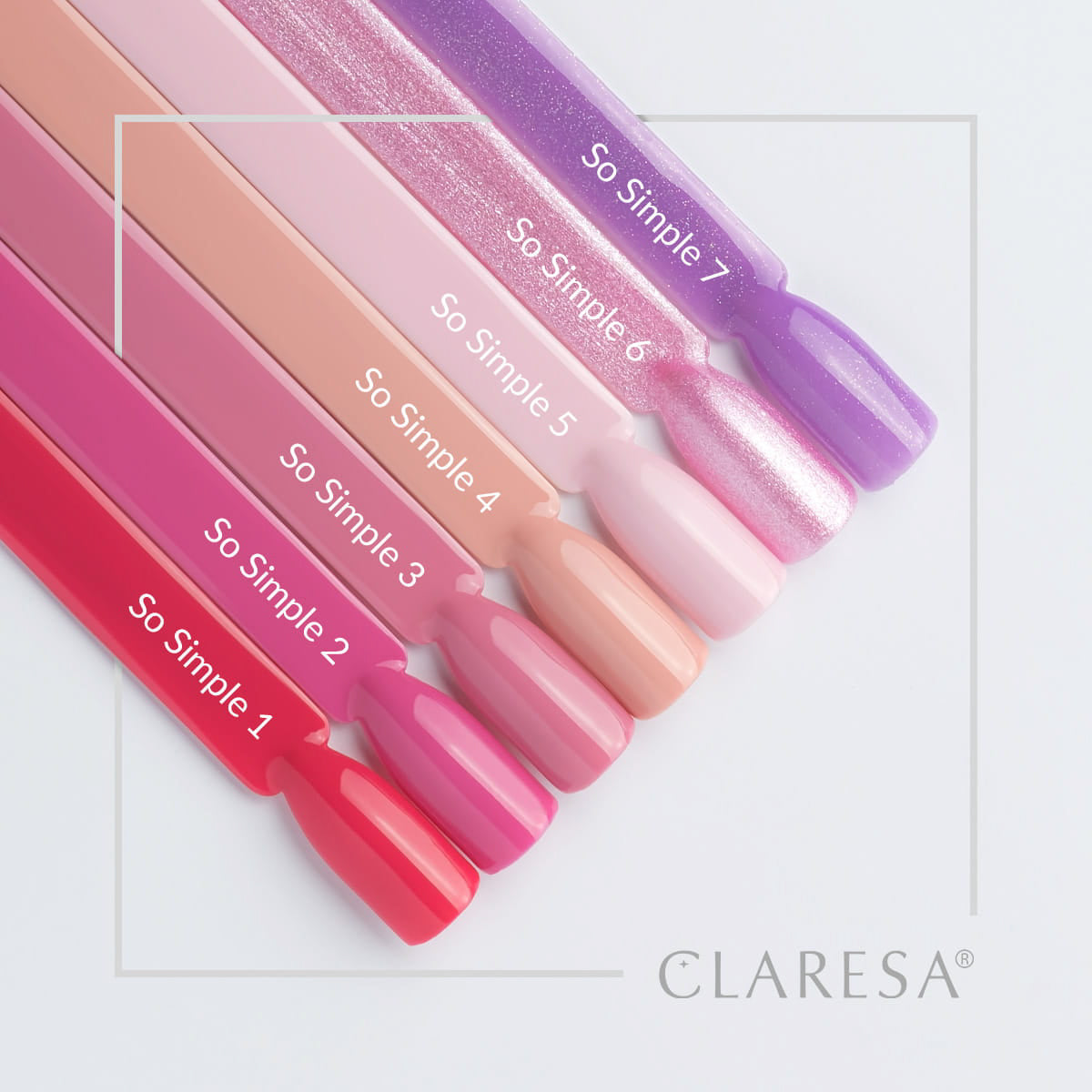 CLARESA Hybrid Polish So Simple 1-5g in a small clear jar with pink and white label, showcasing the nail polish product.