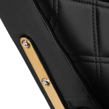 Barber chair Gabbiano Leonardo Gold Black with plush black upholstery and gold accents, designed for professional barbershops.