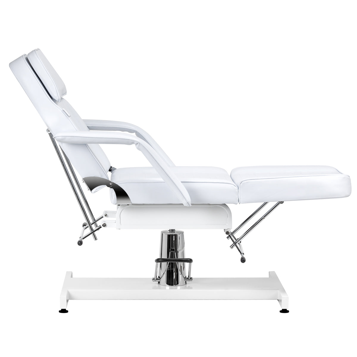 Sillon Hydraulic Cosmetic Chair V2 210 in white, beauty salon furniture with adjustable height and cushioned seat.