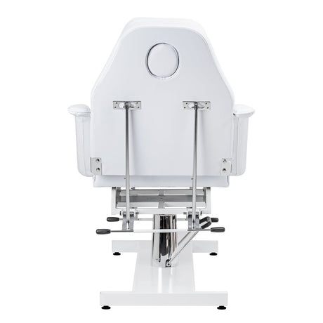 White Sillon hydraulic cosmetic chair V2 210 for beauty salons with adjustable height and padded seat.