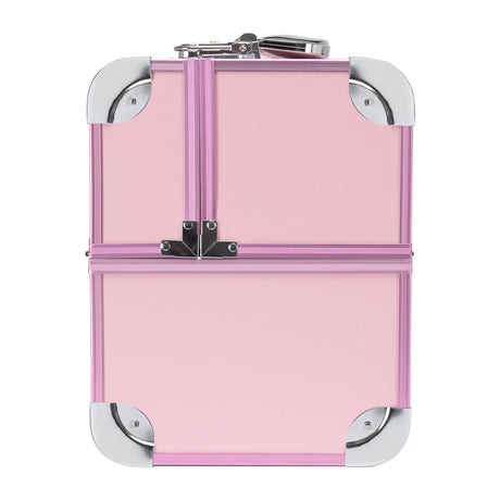 Pink cosmetic case from ACTIVESHOP with multiple compartments, designed for organizing makeup and beauty essentials.