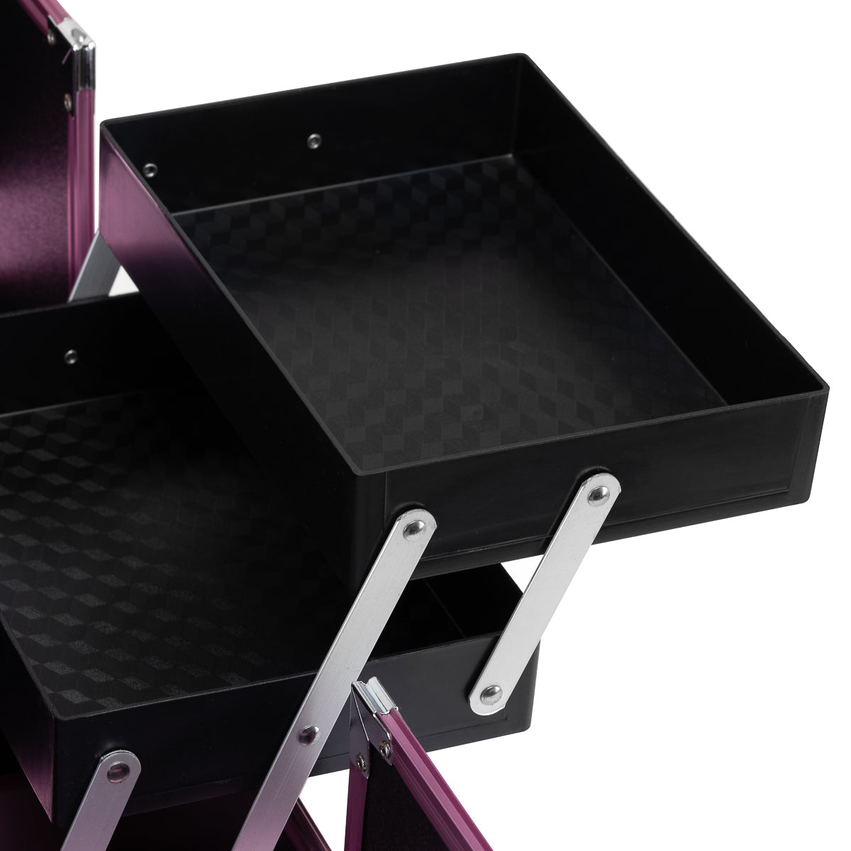 Pink ACTIVESHOP cosmetic case with multiple compartments, compact design, and secure zipper closure for makeup storage.
