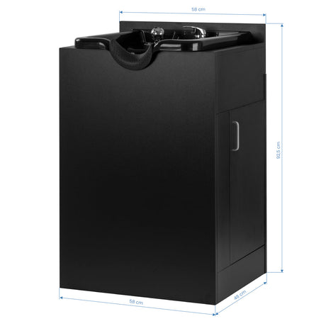 Gabbiano barber station for hair washing with sink and chair, featuring sleek design and professional hair salon accessories.