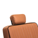 Light brown Gabbiano Visionerio barber chair with sleek design, padded seat, and armrests, ideal for barbershop furniture.