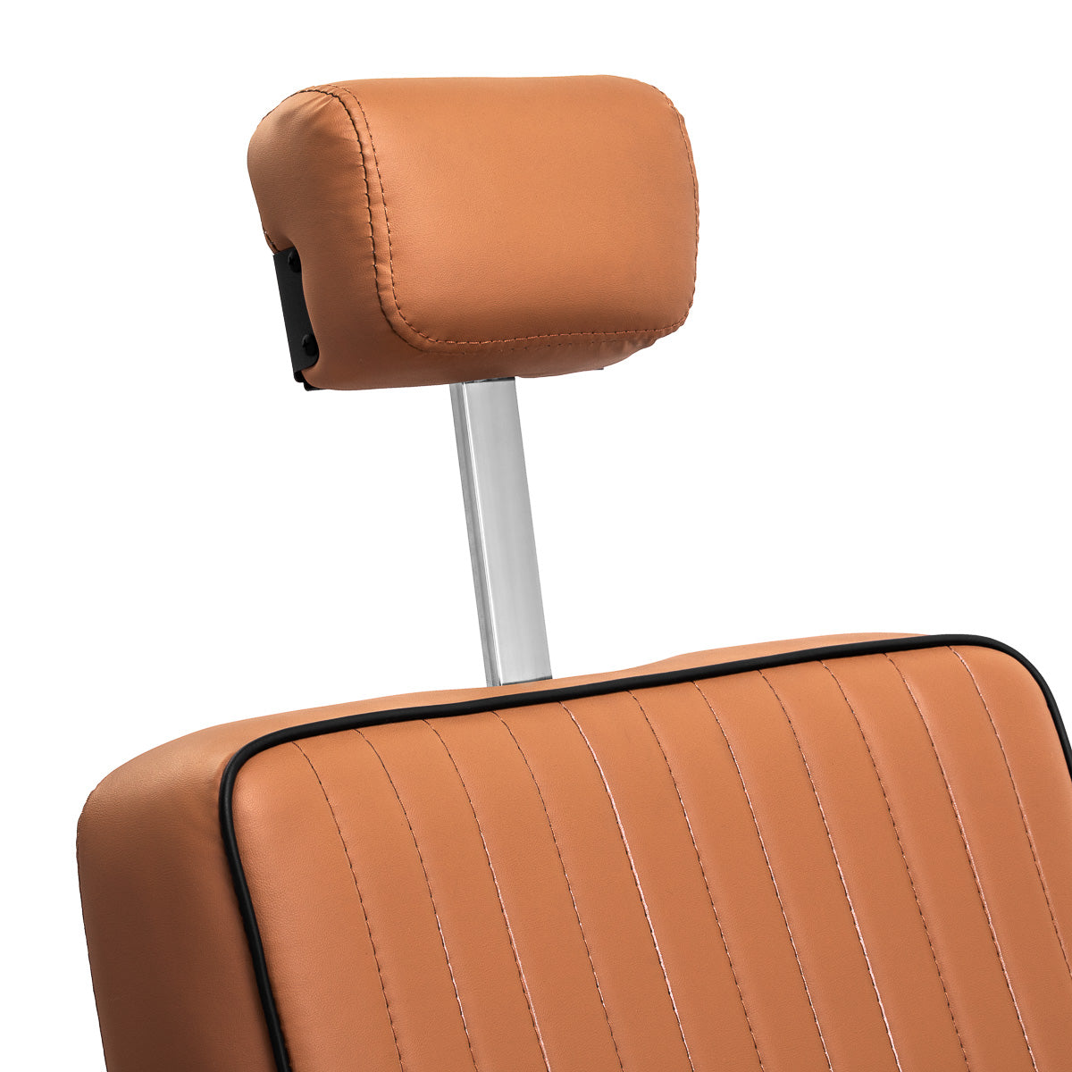 Gabbiano Visionerio light brown barber chair with cushioned seat and backrest, styled for professional barbershop furniture.