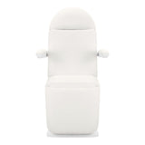 White SILLON Eclipse electric cosmetic chair with four actuators, designed for salon beauty treatment comfort and adjustable positioning.