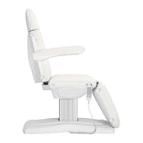White SILLON Eclipse electric cosmetic chair with four actuators, designed for beauty salon comfort and style.