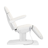 White SILLON Eclipse electric cosmetic chair with 4 actuators, designed for beauty salon furniture.