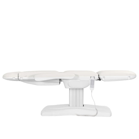White SILLON Eclipse electric cosmetic chair with four actuators, designed for beauty salon comfort and functionality.