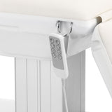 Electric cosmetic chair SILLON Eclipse with white upholstery and four actuators, designed for beauty salon comfort and functionality.