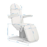 White SILLON Eclipse electric cosmetic chair with four actuators, designed for beauty salon comfort and functionality.