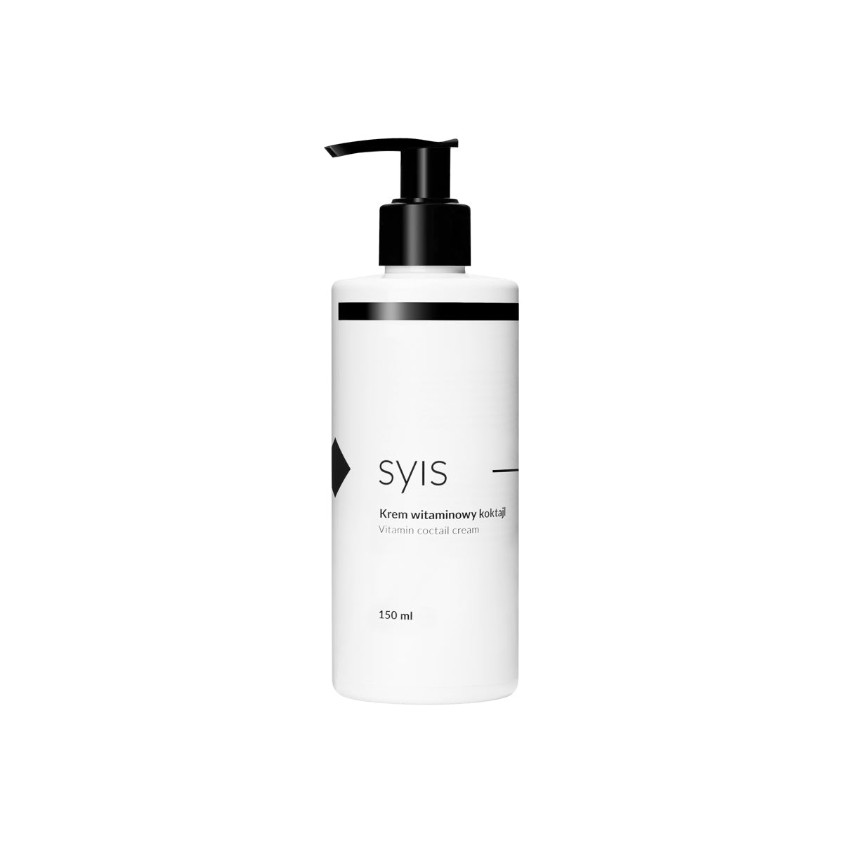 Cream jar labeled Syis Vitamin Cocktail Cream, 150 ml, featuring a white and colorful packaging design.