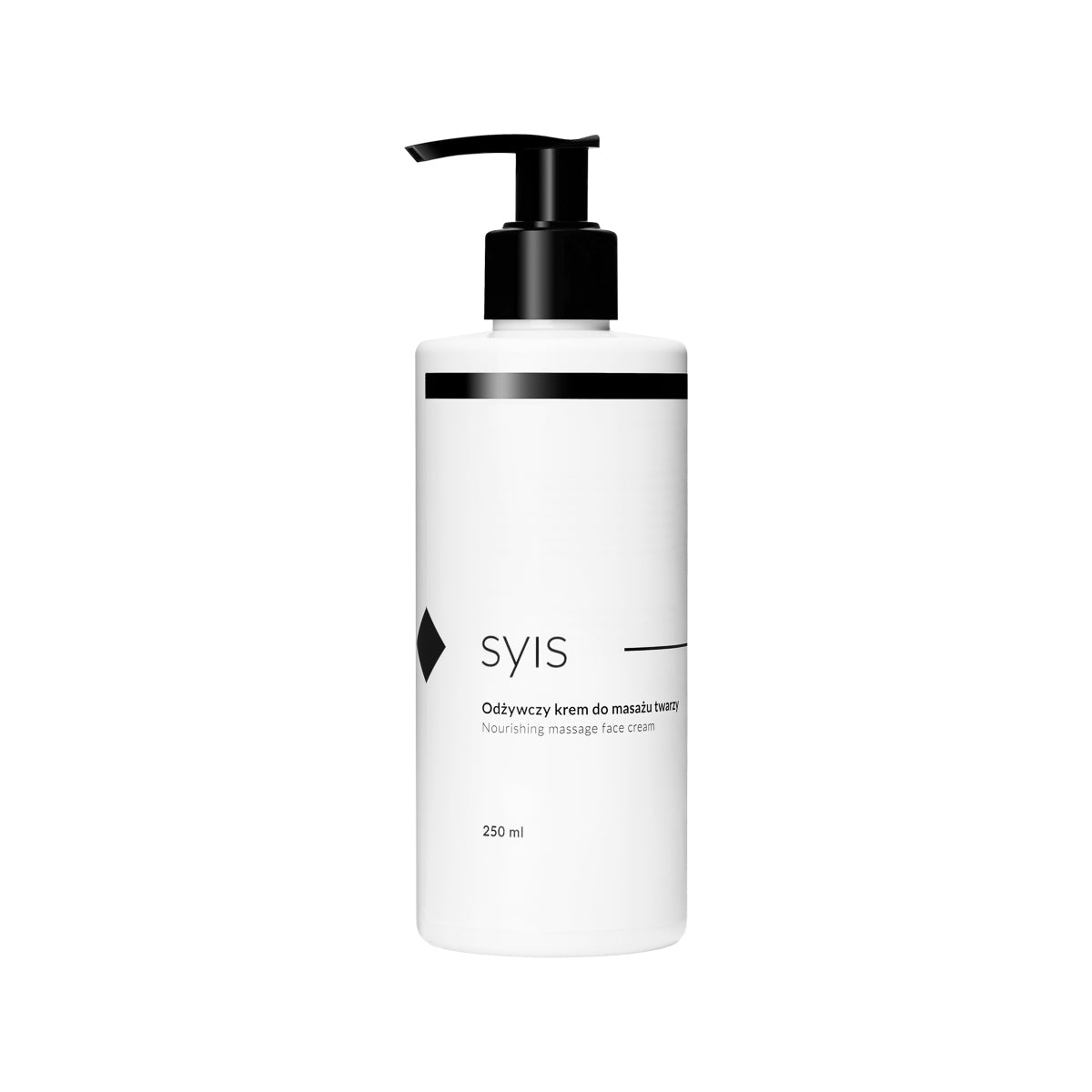 Syis nourishing face massage cream in a 250 ml jar, smooth texture with a white creamy appearance, designed for skincare.