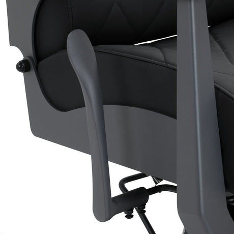 Gabbiano Bruno barber chair with graphite frame and black upholstery, stylish barbershop furniture with adjustable features.