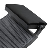 Gabbiano Bruno barber chair with graphite frame and black upholstery, modern barbershop furniture with cushioned seat and backrest.