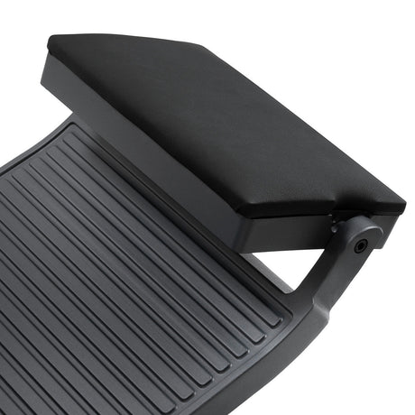 Gabbiano Bruno barber chair with graphite frame and black upholstery, modern barbershop furniture with cushioned seat and backrest.