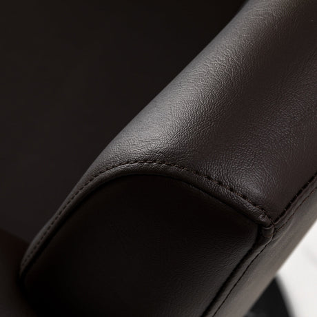 Gabbiano Lucca brown hairdressing chair with padded seat and backrest, adjustable height, and modern design.